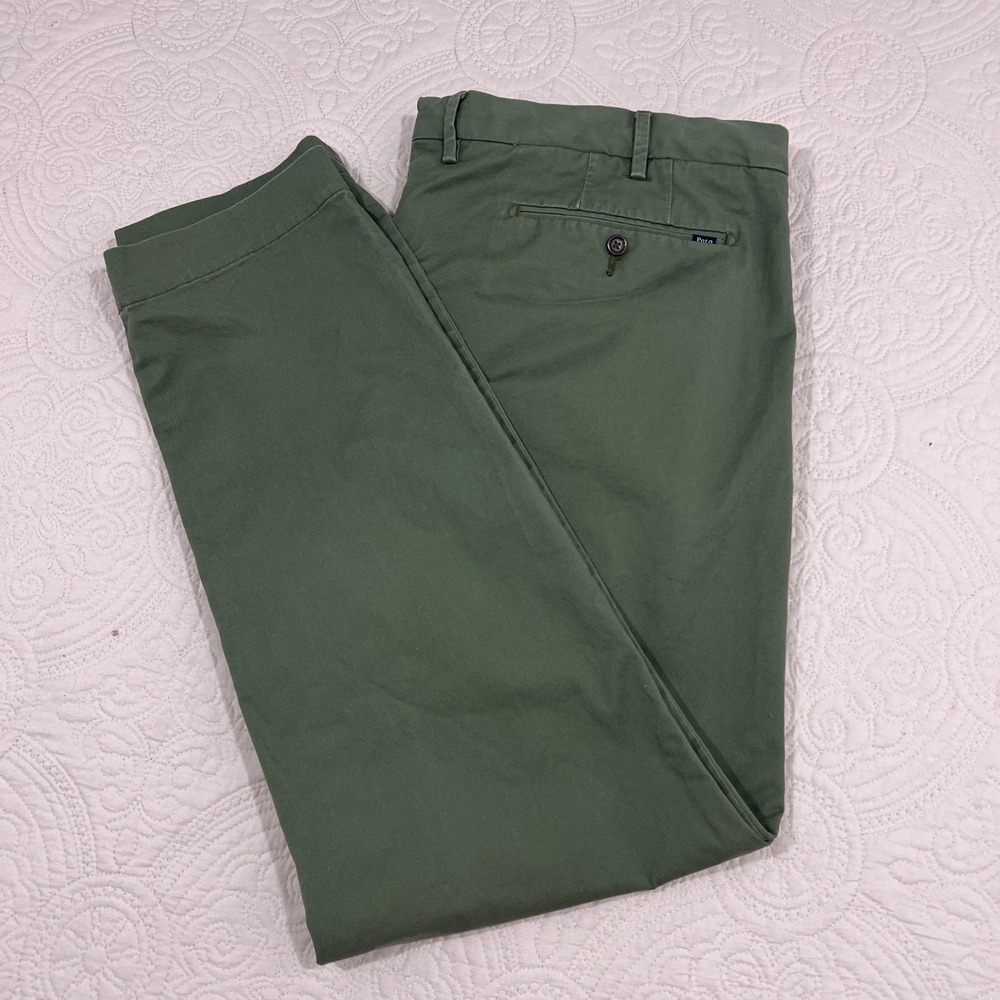 Polo Ralph Lauren Stretch Slim Fit Chino Pants Olive Green 42/32 Mens Trousers